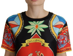 Dolce & Gabbana Multicolor Soldier Carretto Silk Top  T-shirt -   -  Dolce & Gabbana.