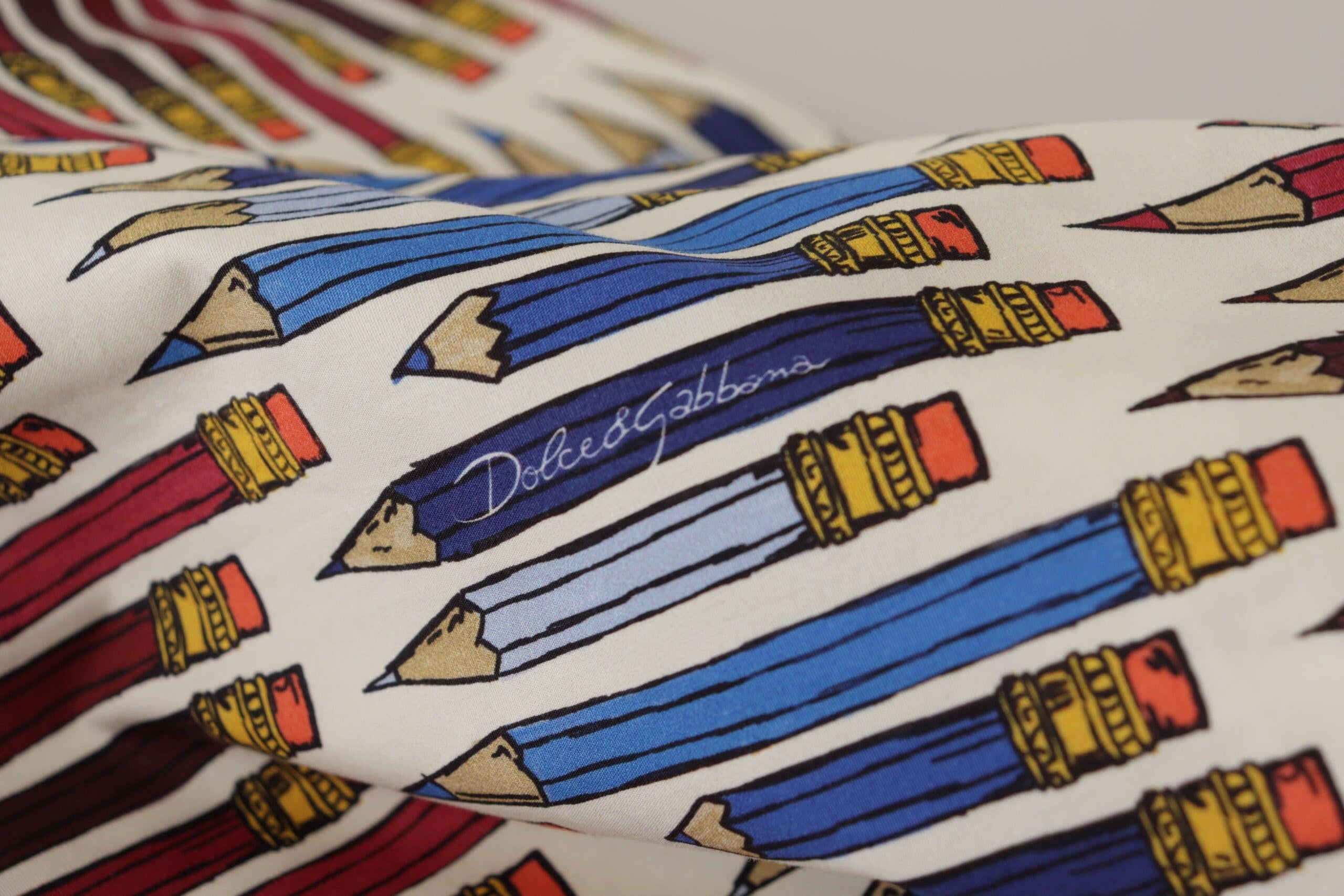 Dolce & Gabbana White Pencil Print Cotton T-shirt Blouse -   -  Dolce & Gabbana.