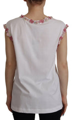 Dolce & Gabbana White DG Crown Floral Sequin T-shirt -   -  Dolce & Gabbana.