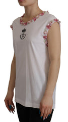 Dolce & Gabbana White DG Crown Floral Sequin T-shirt -   -  Dolce & Gabbana.