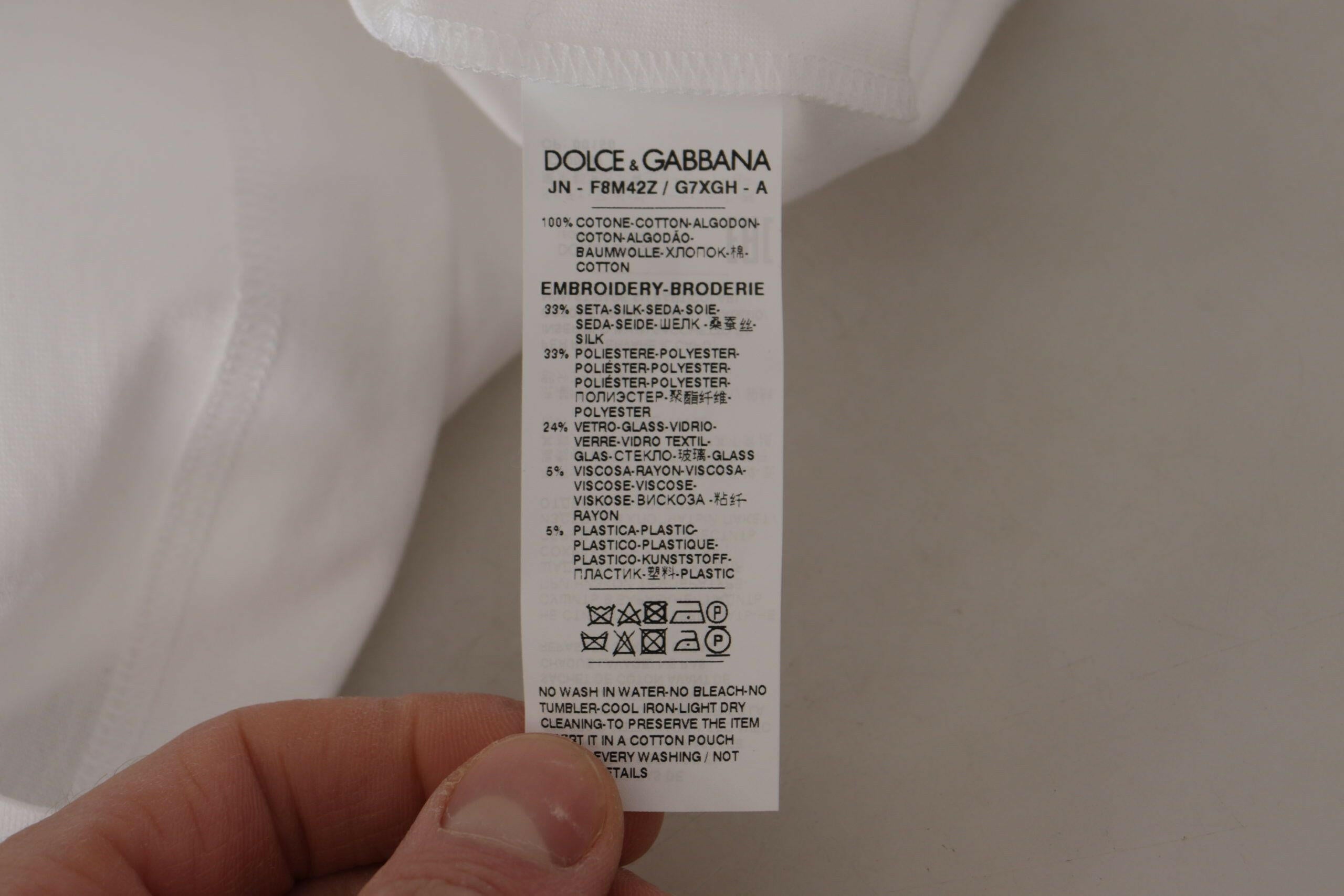 Dolce & Gabbana White DG Crown Floral Sequin T-shirt -   -  Dolce & Gabbana.