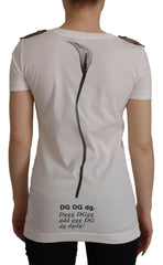 Dolce & Gabbana White Black Roses Crewneck Cotton  T-shirt -   -  Dolce & Gabbana.