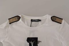 Dolce & Gabbana White Black Roses Crewneck Cotton  T-shirt -   -  Dolce & Gabbana.