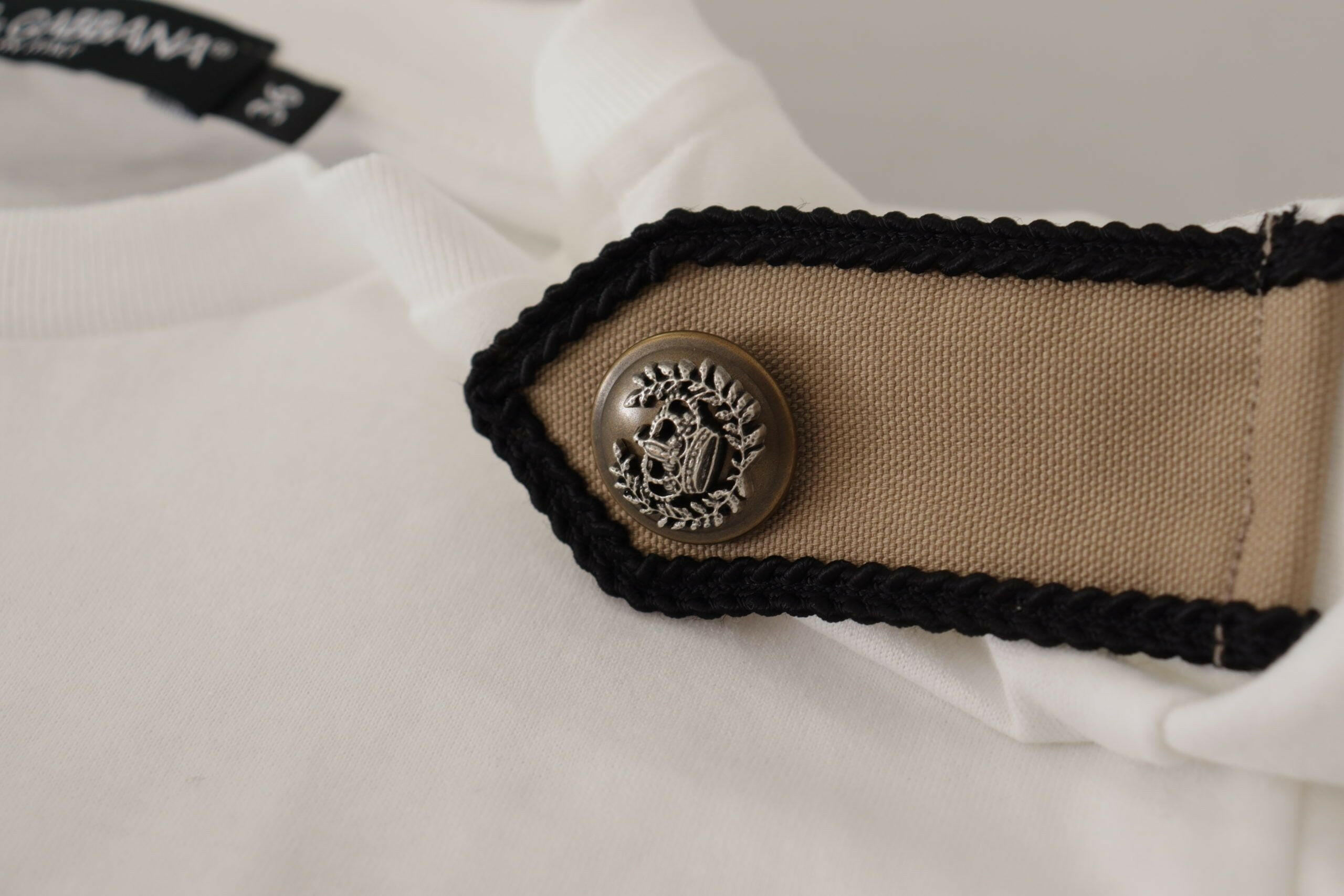 Dolce & Gabbana White Black Roses Crewneck Cotton  T-shirt -   -  Dolce & Gabbana.
