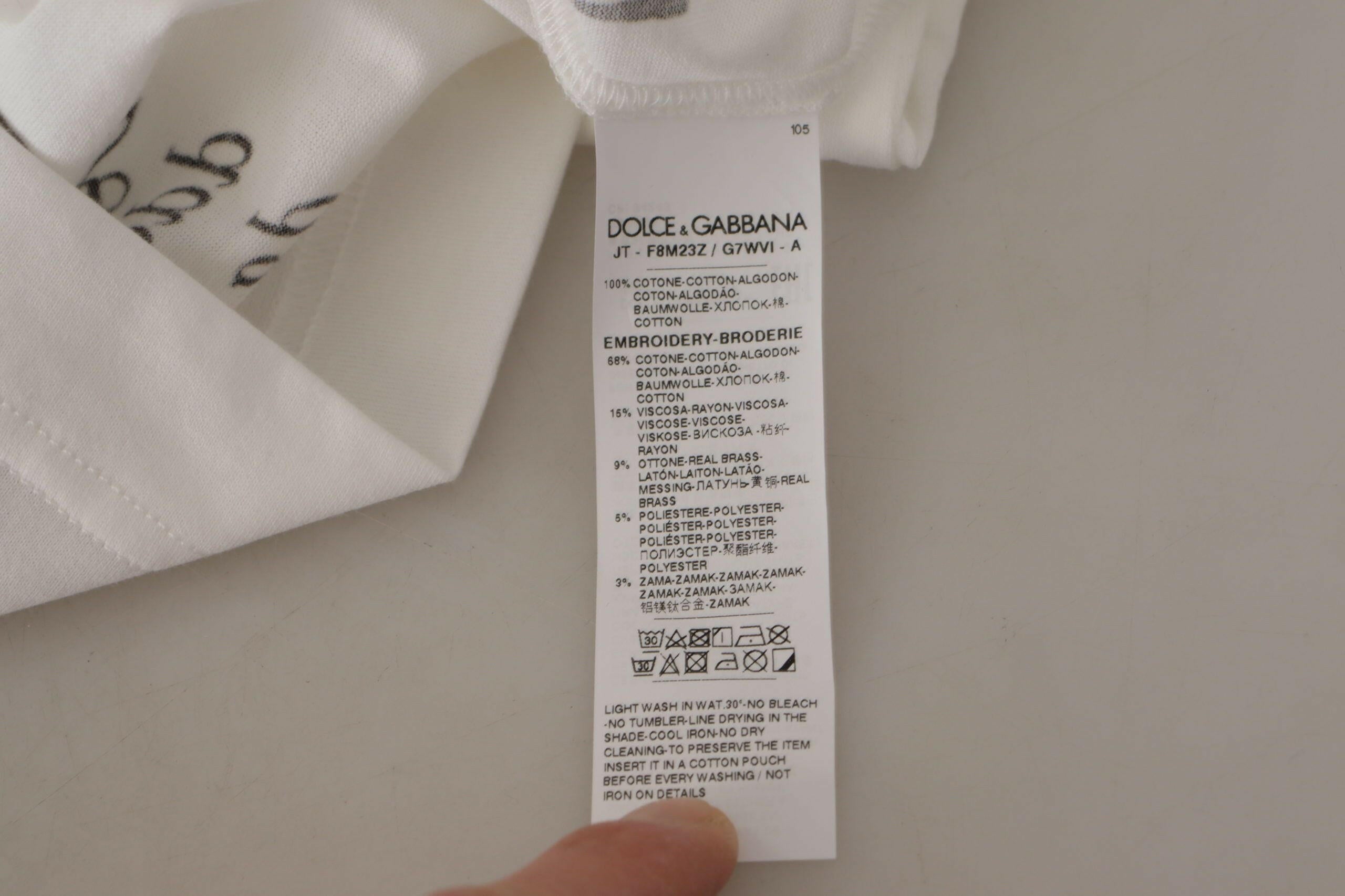 Dolce & Gabbana White Black Roses Crewneck Cotton  T-shirt -   -  Dolce & Gabbana.
