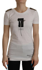 Dolce & Gabbana White Black Roses Crewneck Cotton  T-shirt -   -  Dolce & Gabbana.