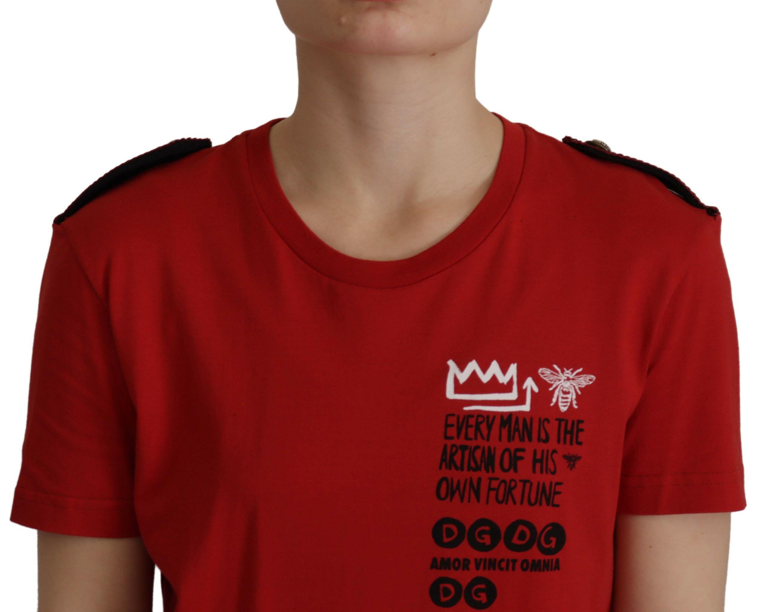 Dolce & Gabbana Red Amor Vincit Omnia Crewneck T-shirt -   -  Dolce & Gabbana.