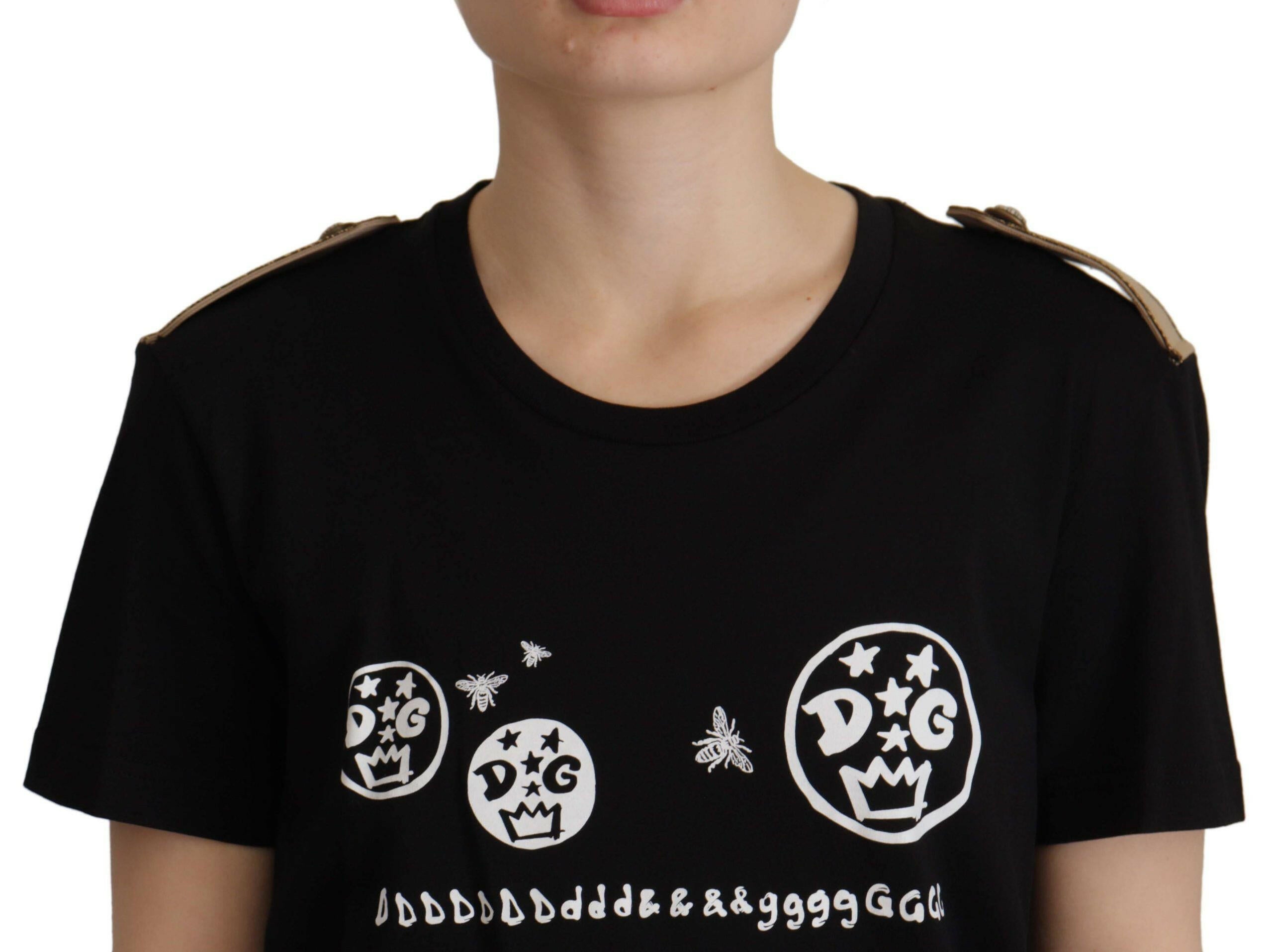 Dolce & Gabbana Black Logo Motive Crewneck Cotton T-shirt -   -  Dolce & Gabbana.