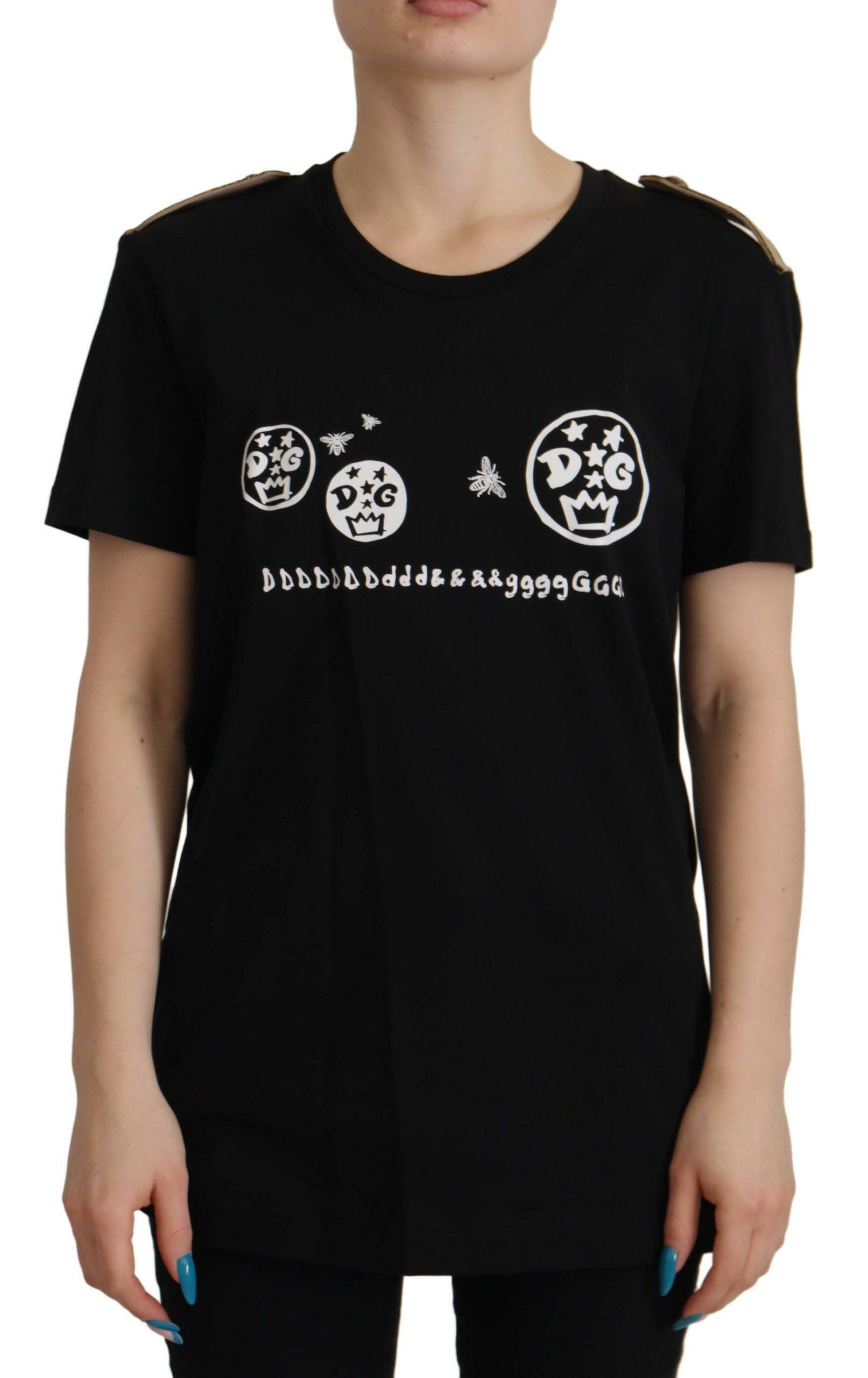 Dolce & Gabbana Black Logo Motive Crewneck Cotton T-shirt -   -  Dolce & Gabbana.