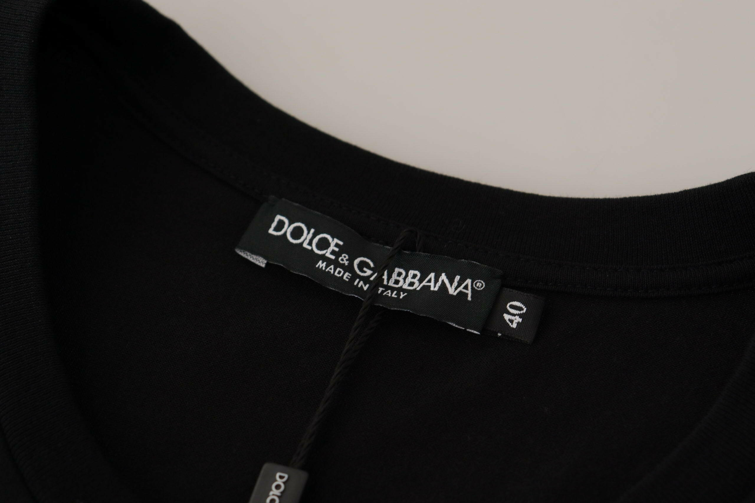 Dolce & Gabbana Black Logo Motive Crewneck Cotton T-shirt -   -  Dolce & Gabbana.