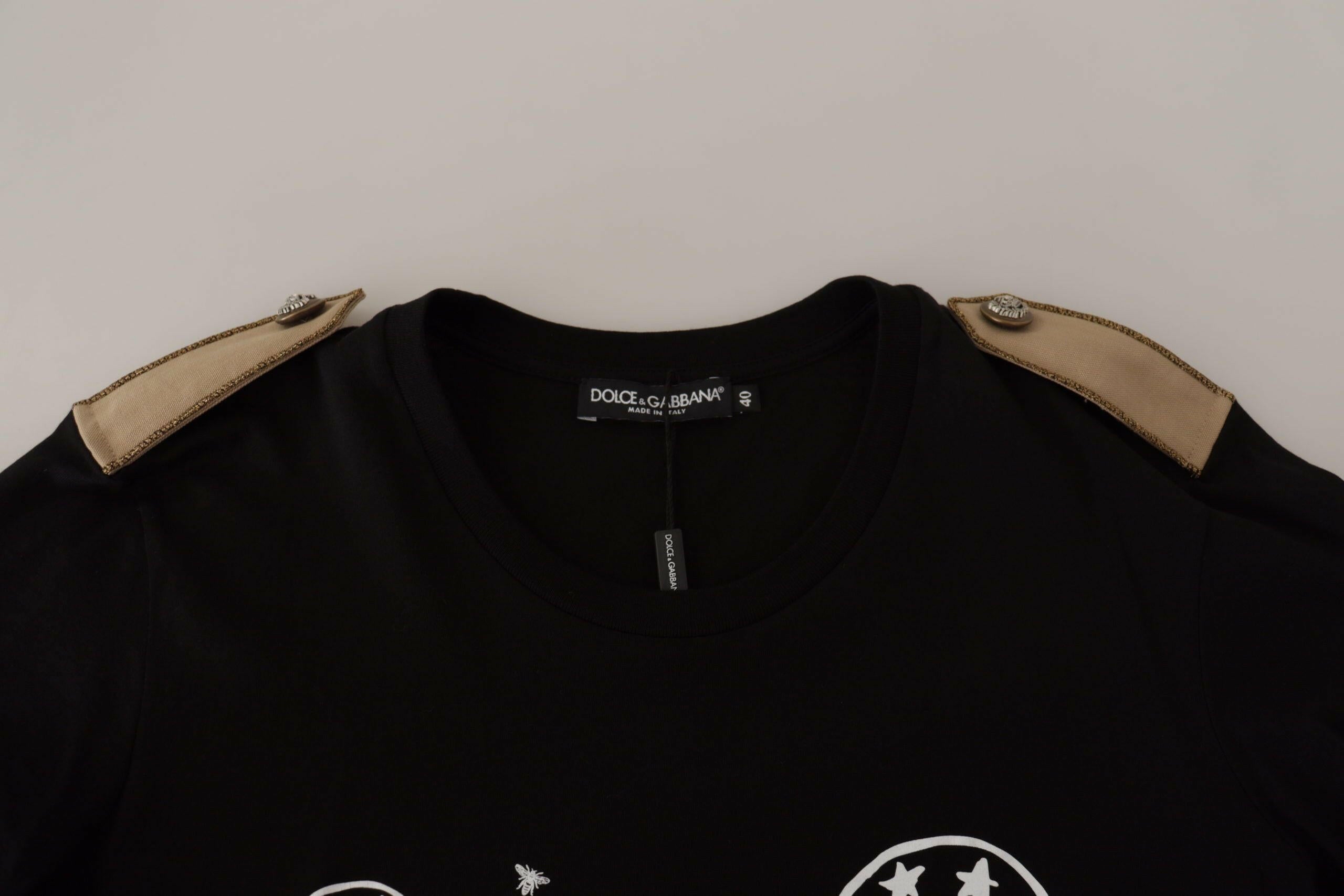 Dolce & Gabbana Black Logo Motive Crewneck Cotton T-shirt -   -  Dolce & Gabbana.