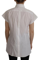 Dolce & Gabbana White Sleeveless Tuxedo Formal Blouse Top -   -  Dolce & Gabbana.
