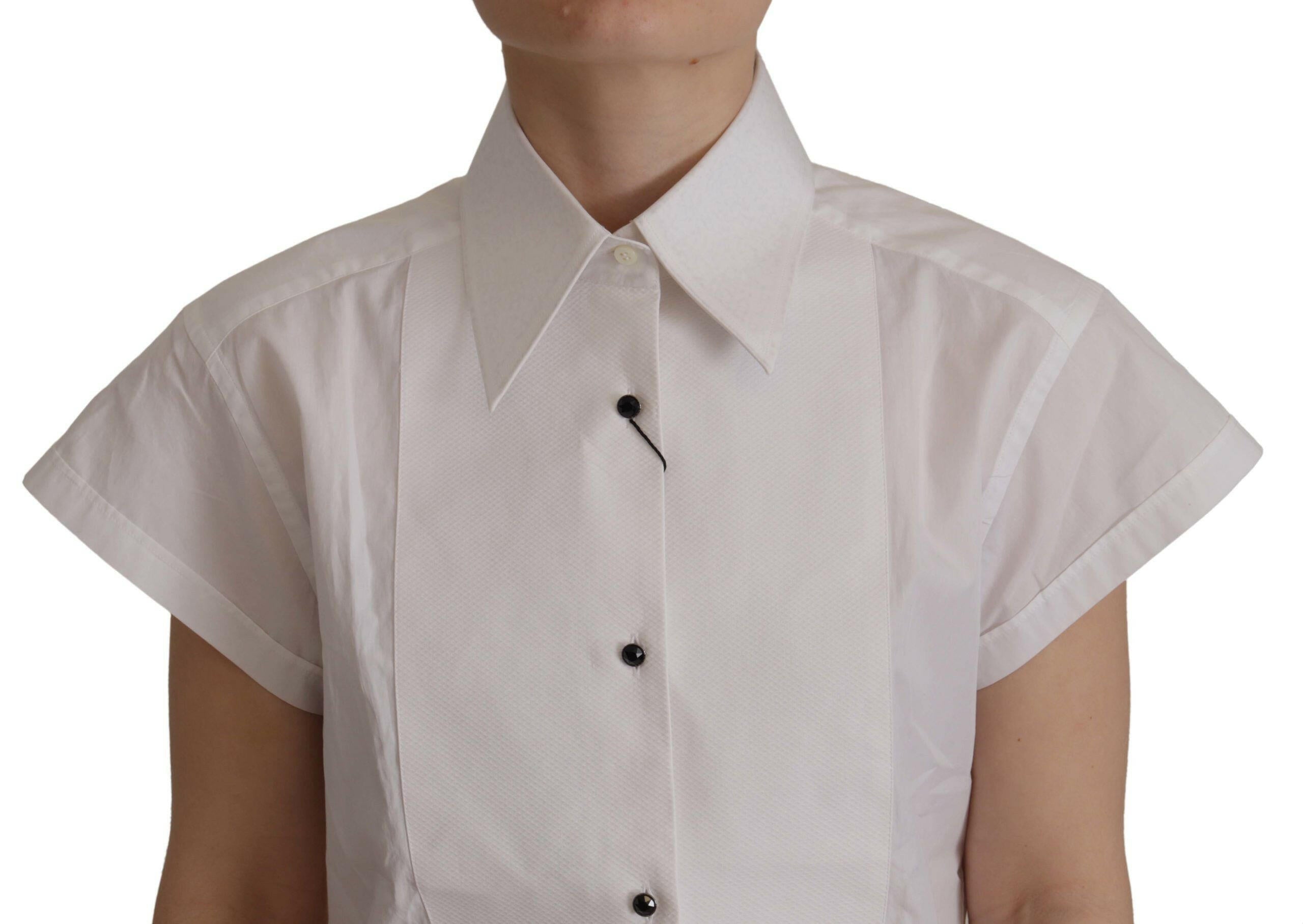 Dolce & Gabbana White Sleeveless Tuxedo Formal Blouse Top -   -  Dolce & Gabbana.