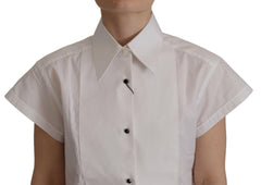 Dolce & Gabbana White Sleeveless Tuxedo Formal Blouse Top -   -  Dolce & Gabbana.