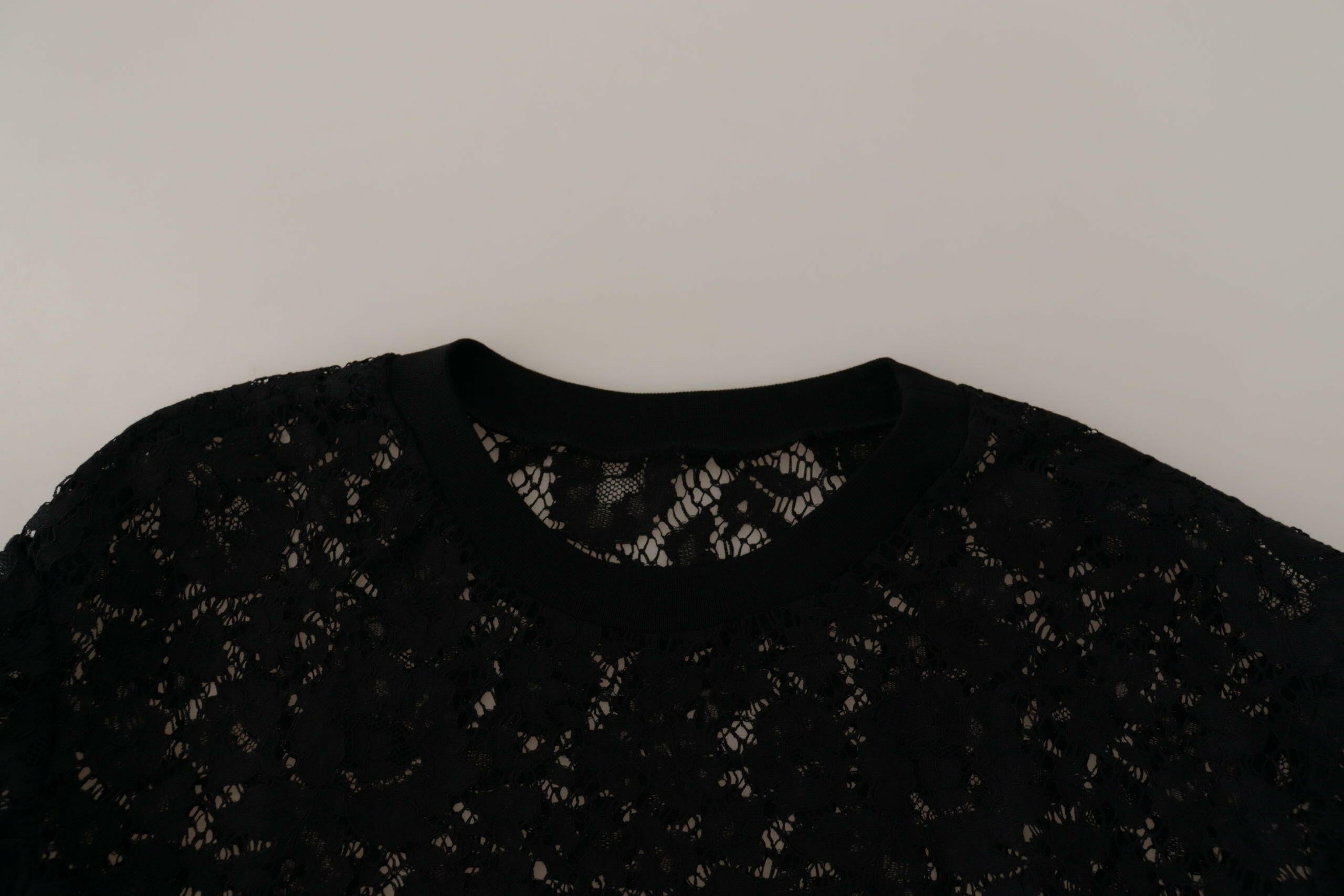 Dolce & Gabbana Black Floral Lace Pullover Sicily Blouse -   -  Dolce & Gabbana.