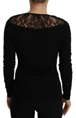 Dolce & Gabbana Black Lace Angel Roses Cardigan Sweater -   -  Dolce & Gabbana.