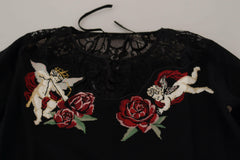 Dolce & Gabbana Black Lace Angel Roses Cardigan Sweater -   -  Dolce & Gabbana.