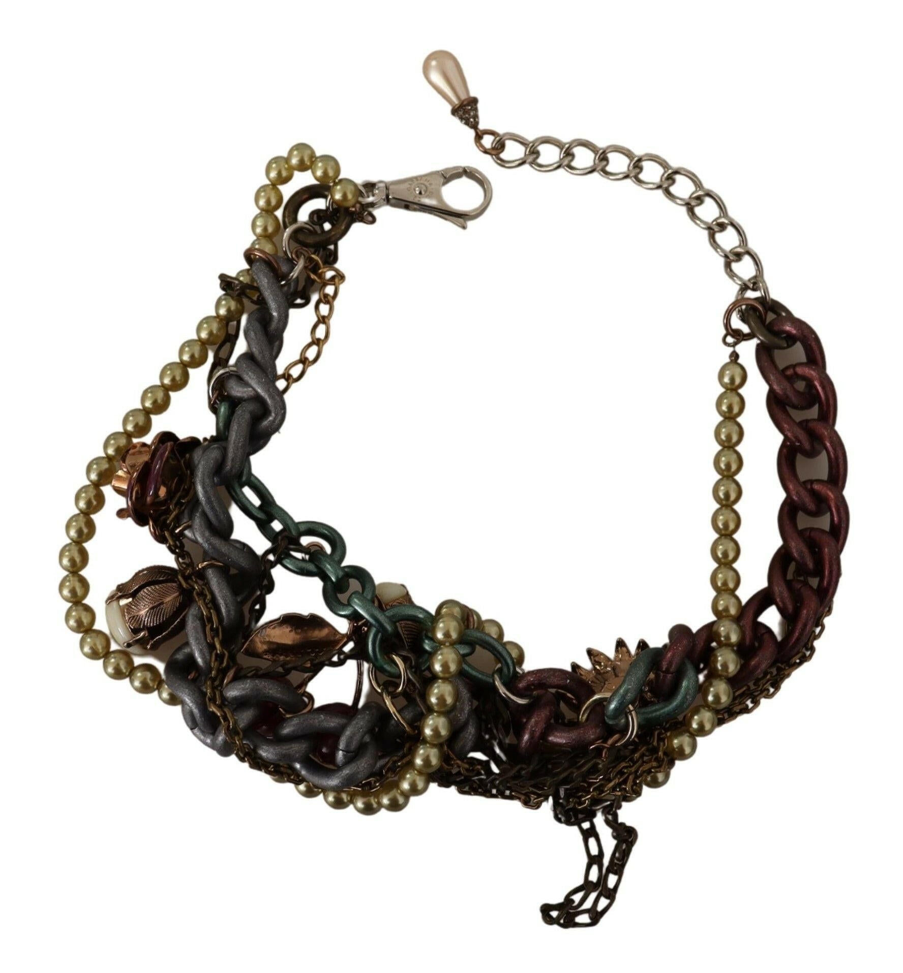 Dolce & Gabbana Gold Brass Sicily Floral Crystal Statement Necklace -   -  Dolce & Gabbana.