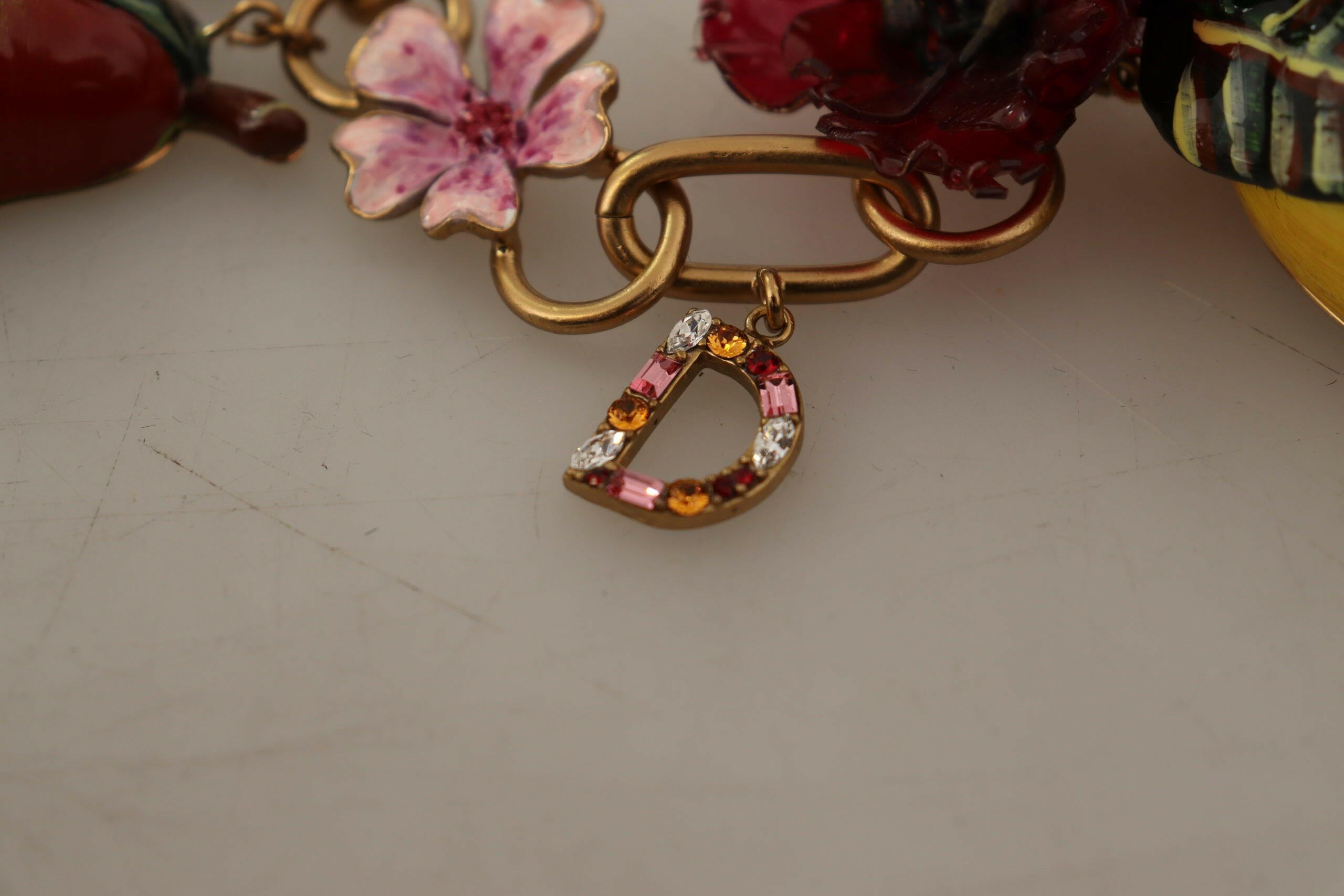 Dolce & Gabbana Gold Brass Sicily Fruits Roses Statement Necklace -   -  Dolce & Gabbana.