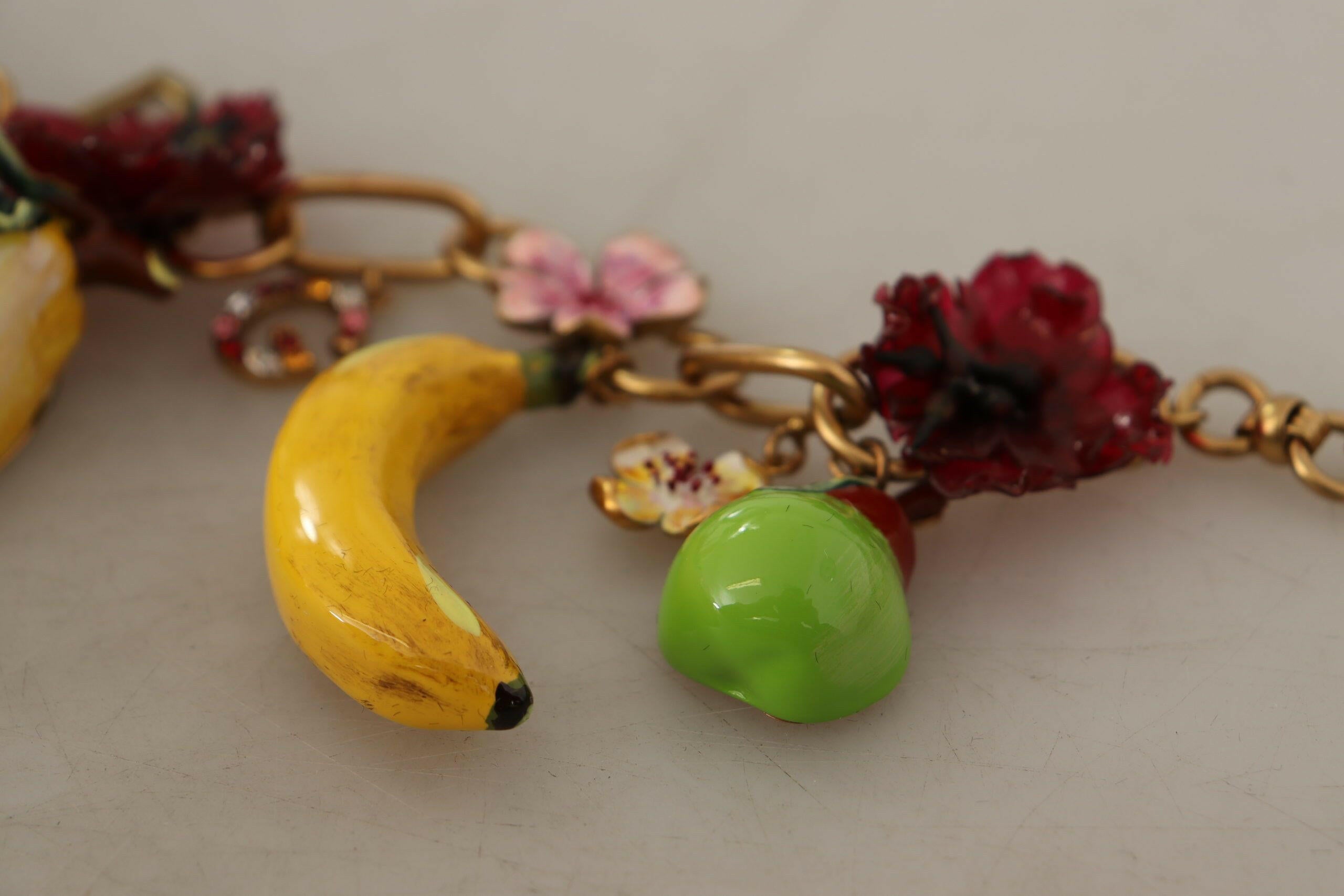 Dolce & Gabbana Gold Brass Sicily Fruits Roses Statement Necklace -   -  Dolce & Gabbana.