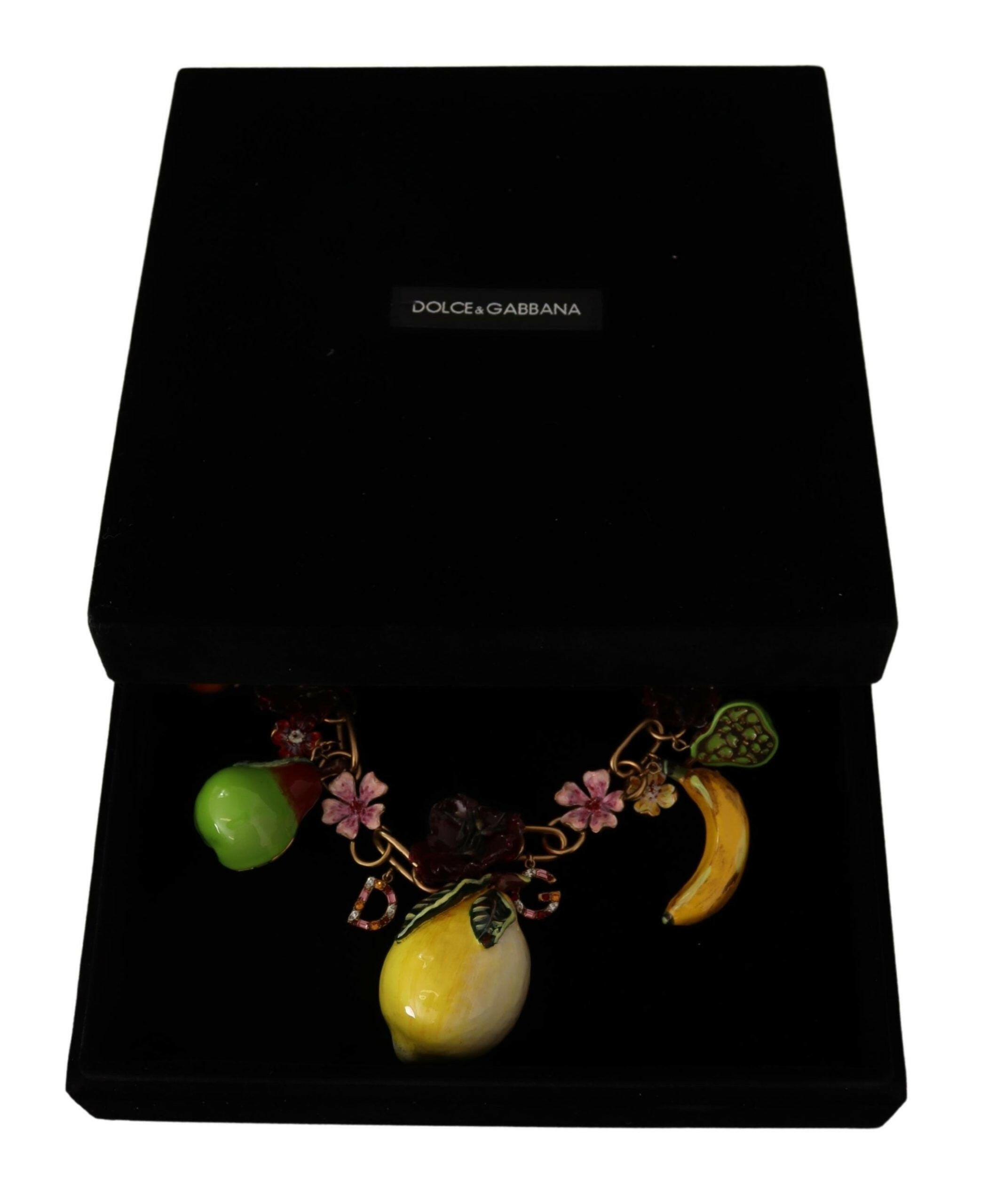 Dolce & Gabbana Gold Brass Sicily Fruits Roses Statement Necklace -   -  Dolce & Gabbana.