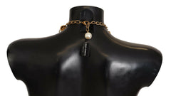 Dolce & Gabbana Gold Brass White Maxi Faux Pearl Beads Crystals Necklace -   -  Dolce & Gabbana.