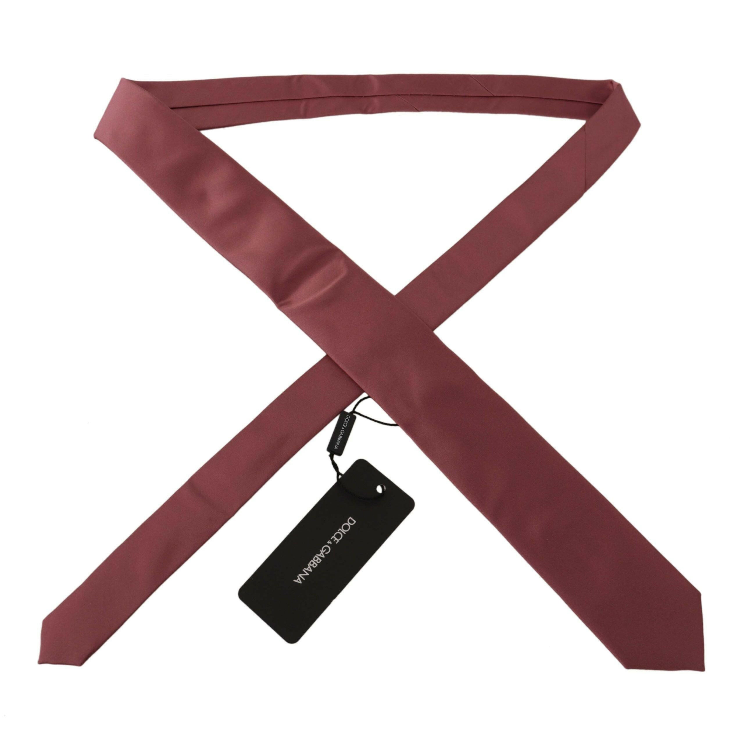 Dolce & Gabbana Pink Solid Print Silk Adjustable Necktie Accessory Tie -   -  Dolce & Gabbana.