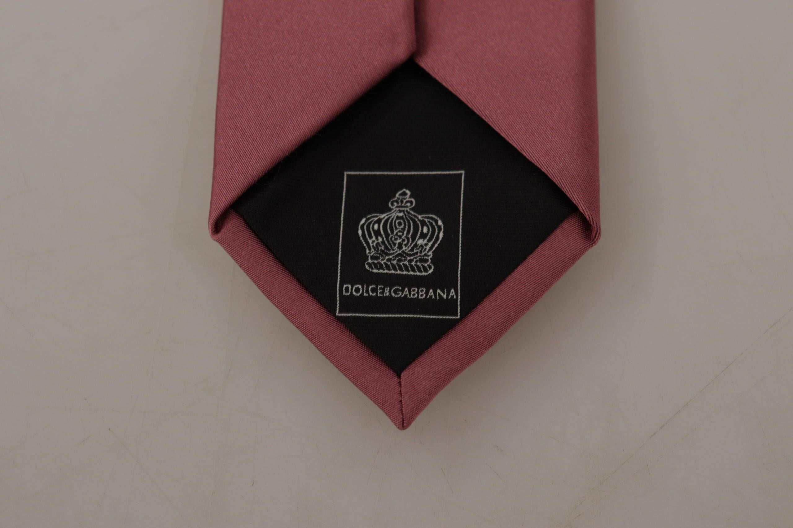 Dolce & Gabbana Pink Solid Print Silk Adjustable Necktie Accessory Tie -   -  Dolce & Gabbana.