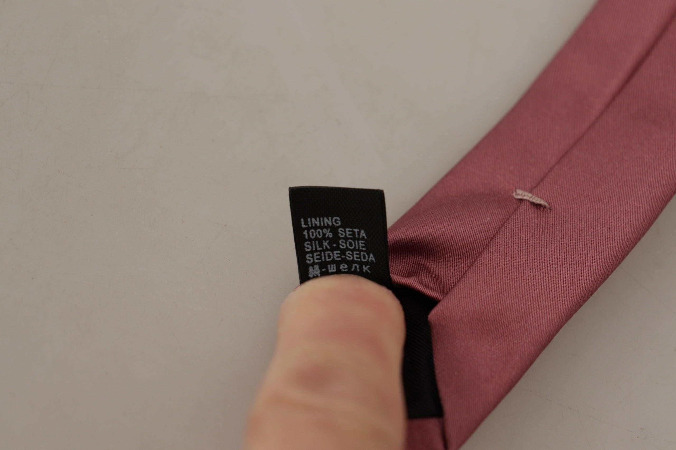 Dolce & Gabbana Pink Solid Print Silk Adjustable Necktie Accessory Tie -   -  Dolce & Gabbana.