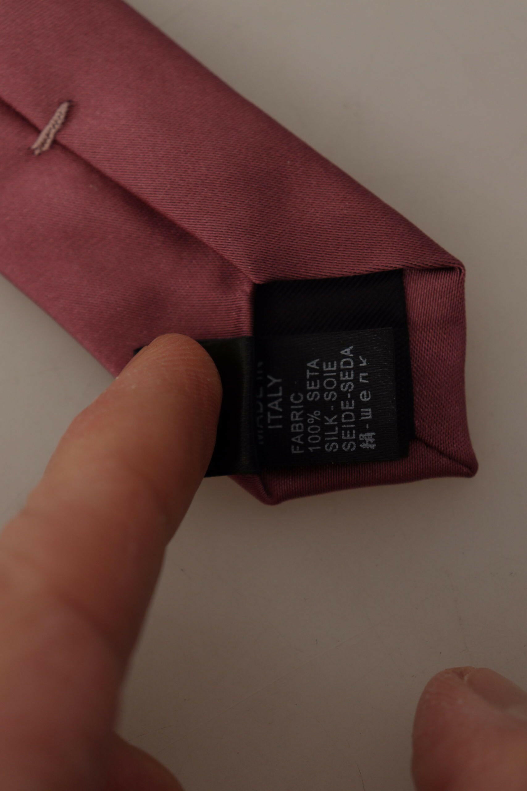 Dolce & Gabbana Pink Solid Print Silk Adjustable Necktie Accessory Tie -   -  Dolce & Gabbana.