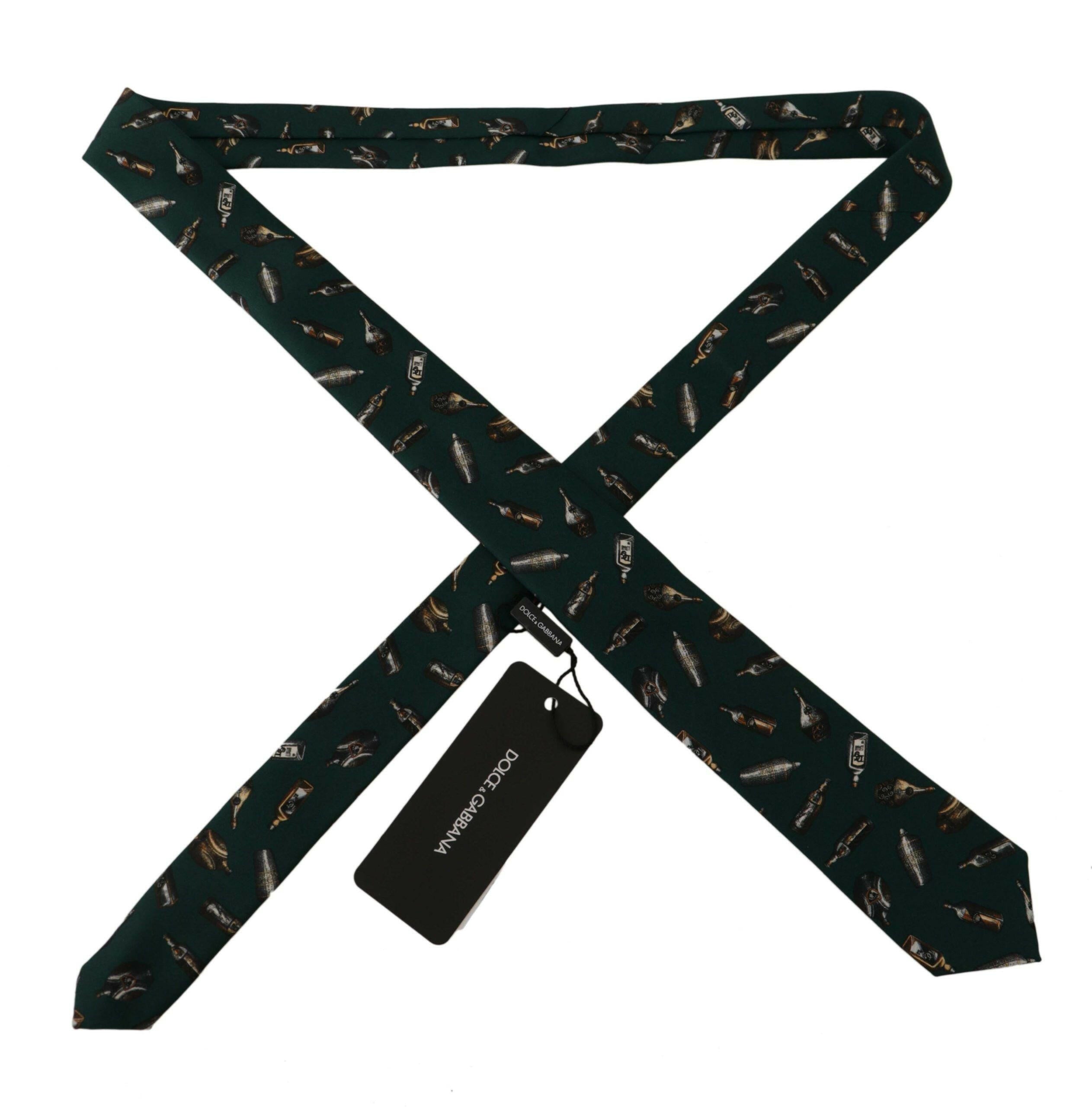 Dolce & Gabbana Black Bottle Fantasy Print Silk Adjustable Accessory Tie -  Neckties, Men -  Dolce & Gabbana.