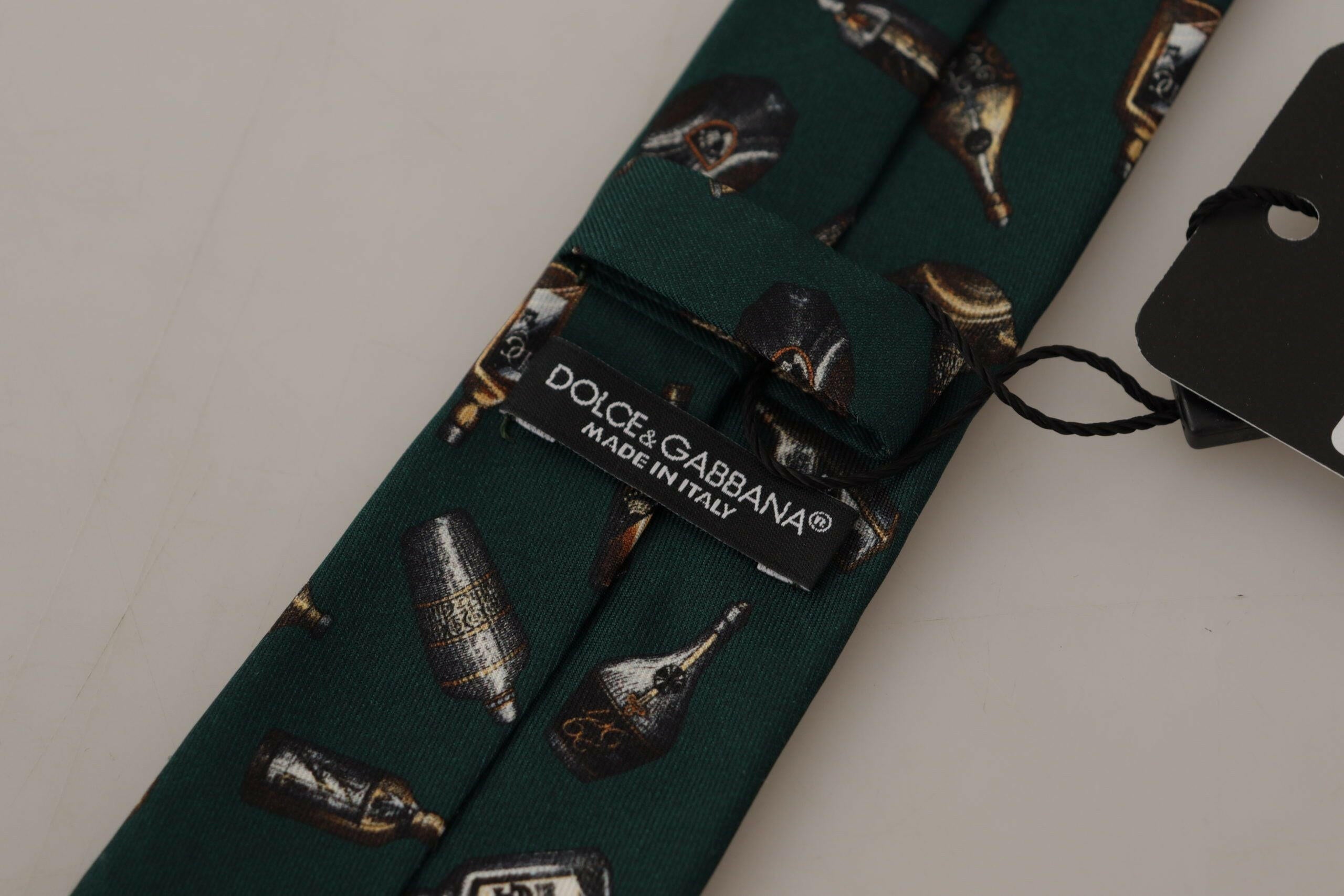 Dolce & Gabbana Black Bottle Fantasy Print Silk Adjustable Accessory Tie -  Neckties, Men -  Dolce & Gabbana.
