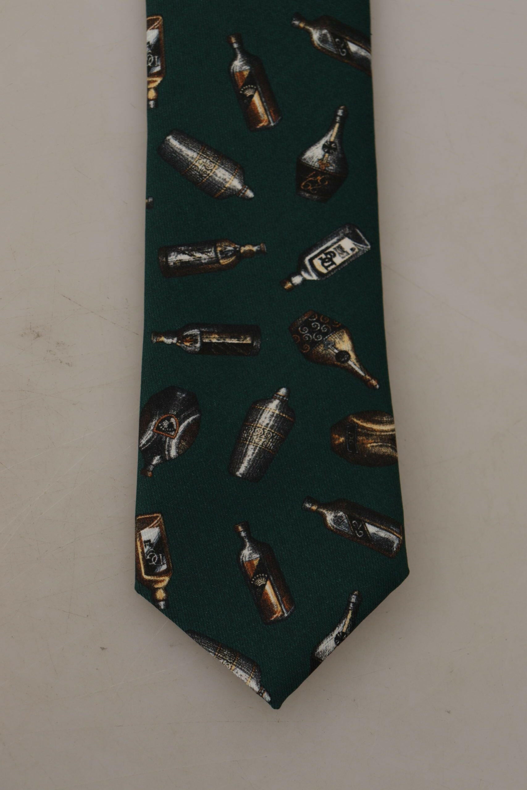 Dolce & Gabbana Black Bottle Fantasy Print Silk Adjustable Accessory Tie -  Neckties, Men -  Dolce & Gabbana.