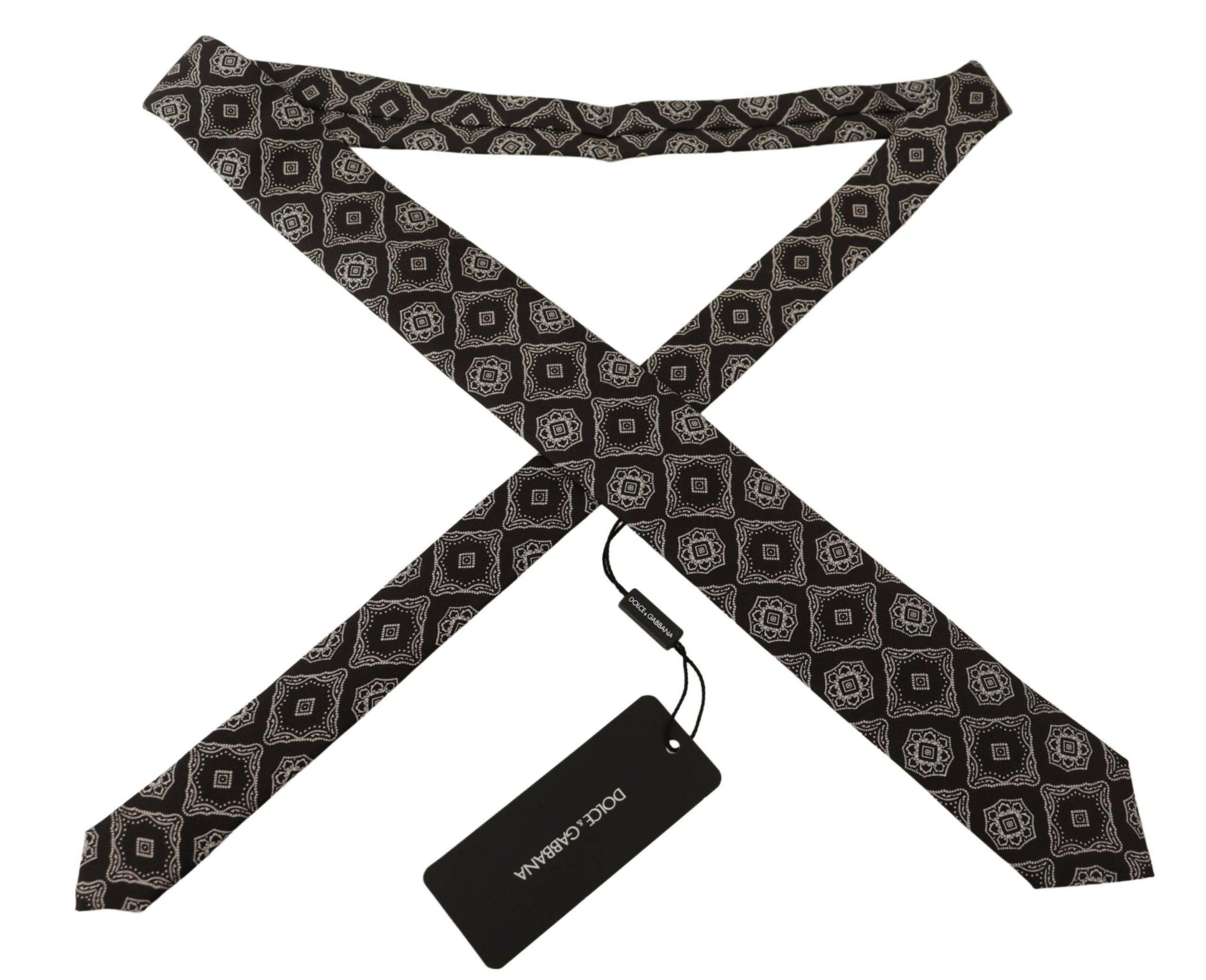 Dolce & Gabbana Black White Square Geometric Print Adjustable Accessory Tie -  Neckties, Men -  Dolce & Gabbana.