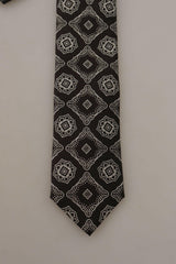 Dolce & Gabbana Black White Square Geometric Print Adjustable Accessory Tie -  Neckties, Men -  Dolce & Gabbana.