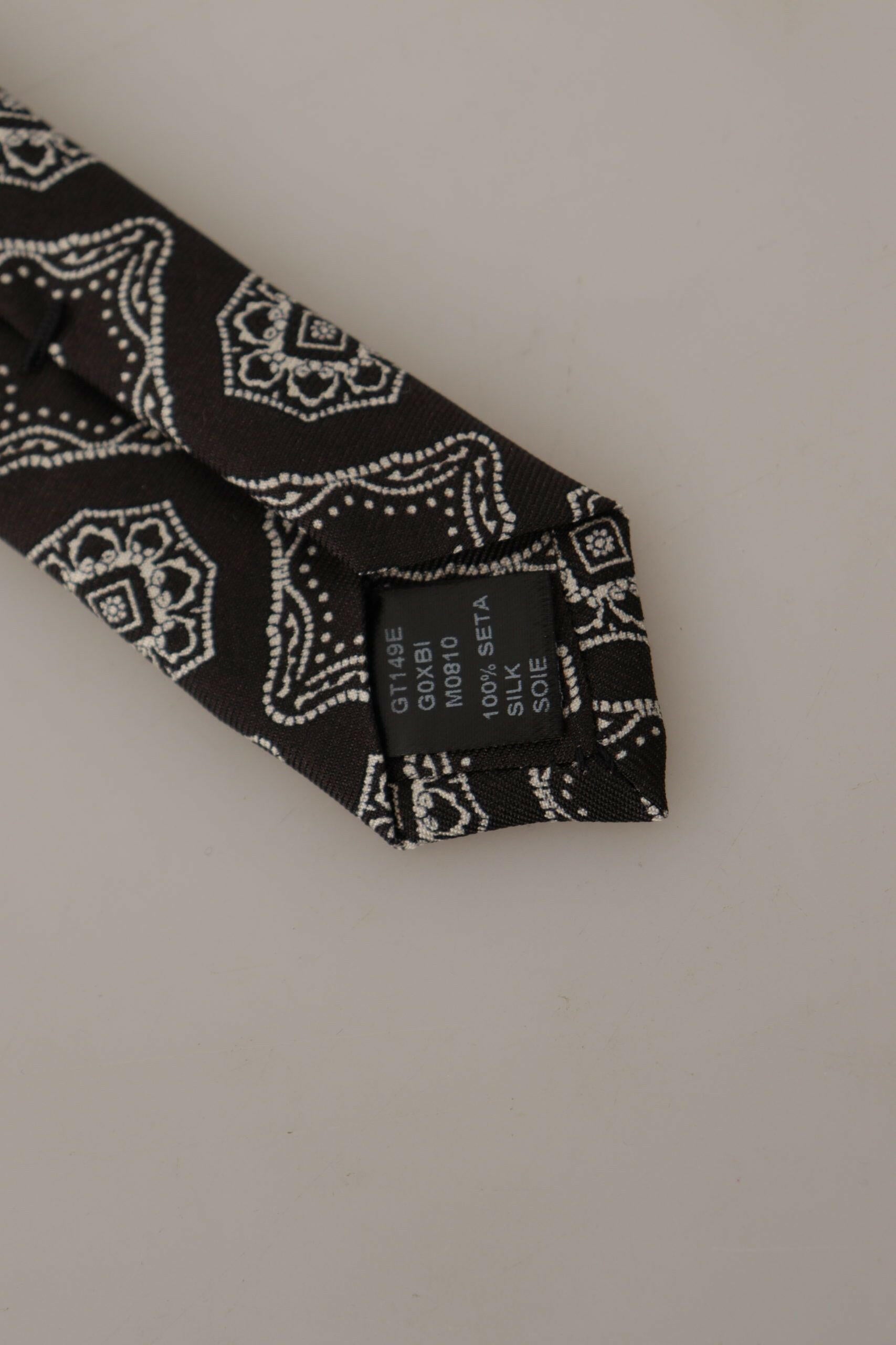 Dolce & Gabbana Black White Square Geometric Print Adjustable Accessory Tie -  Neckties, Men -  Dolce & Gabbana.