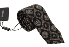 Dolce & Gabbana Black White Square Geometric Print Adjustable Accessory Tie -  Neckties, Men -  Dolce & Gabbana.