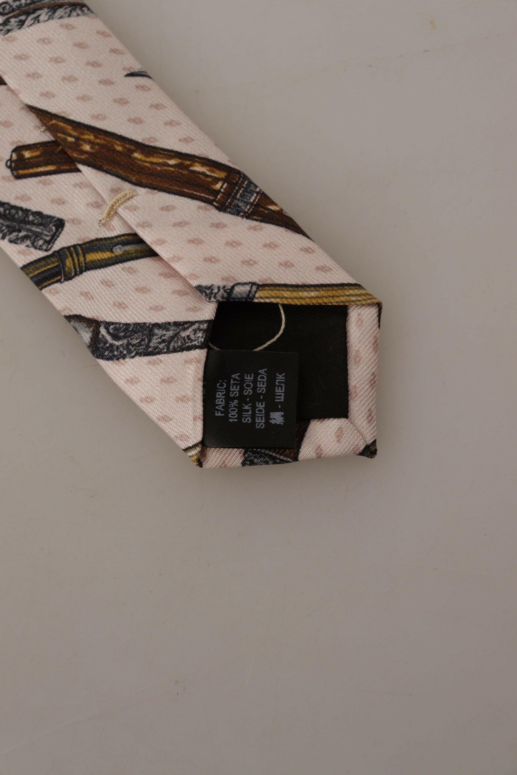 Dolce & Gabbana Pink Pen Dots Print 100% Silk Adjustable Neck Accessory Tie -  Neckties, Men -  Dolce & Gabbana.