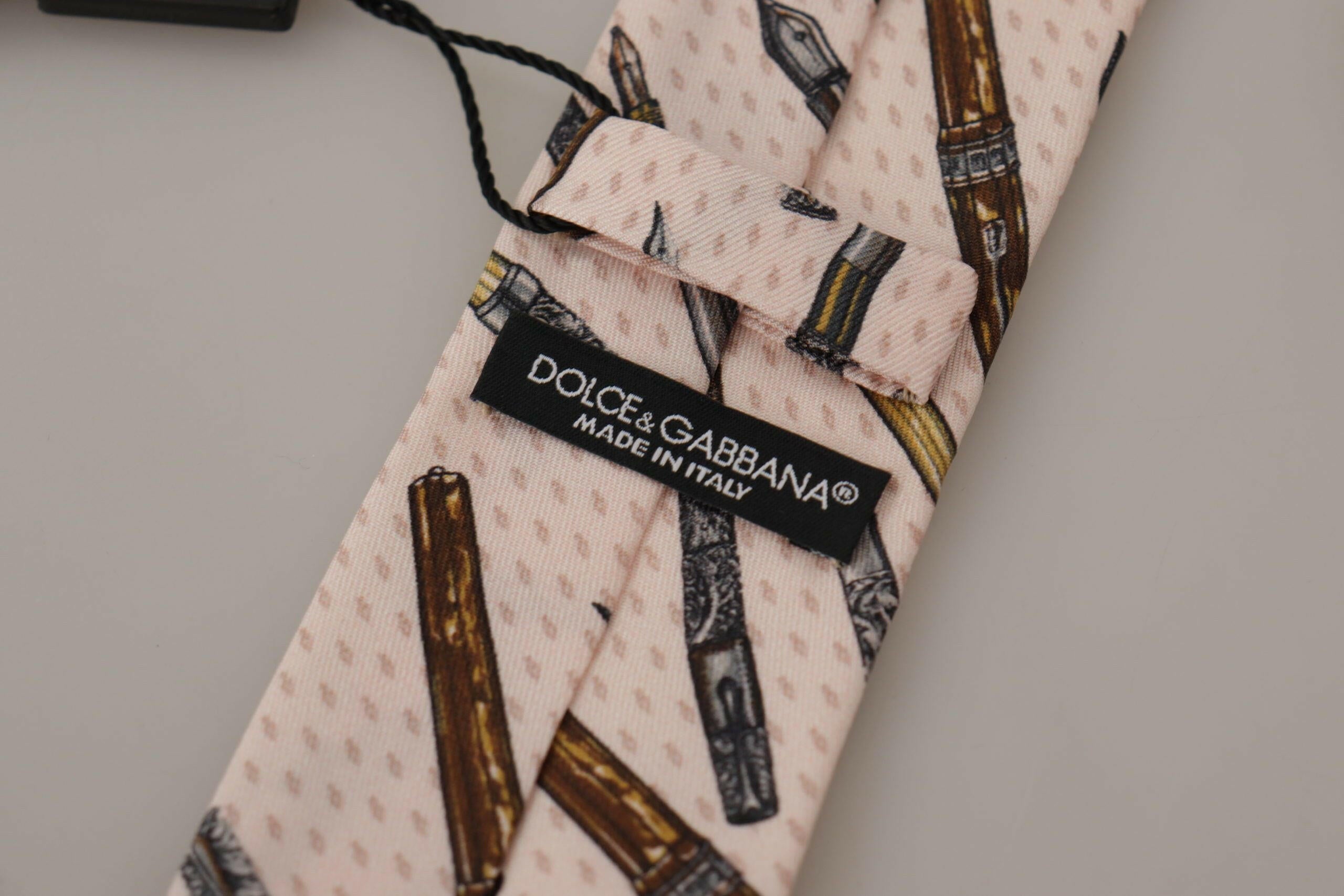 Dolce & Gabbana Pink Pen Dots Print 100% Silk Adjustable Neck Accessory Tie -  Neckties, Men -  Dolce & Gabbana.