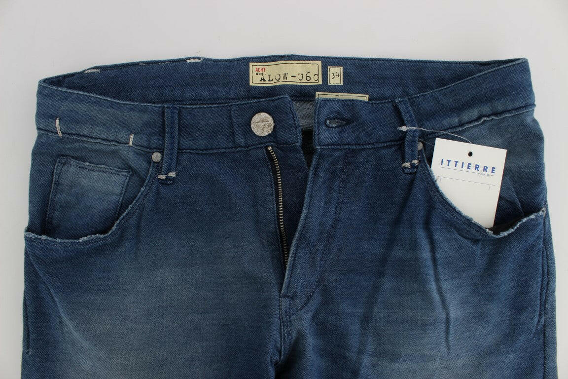 Acht Blue Wash Denim Cotton Stretch Slim Fit Jeans -   -  Acht.