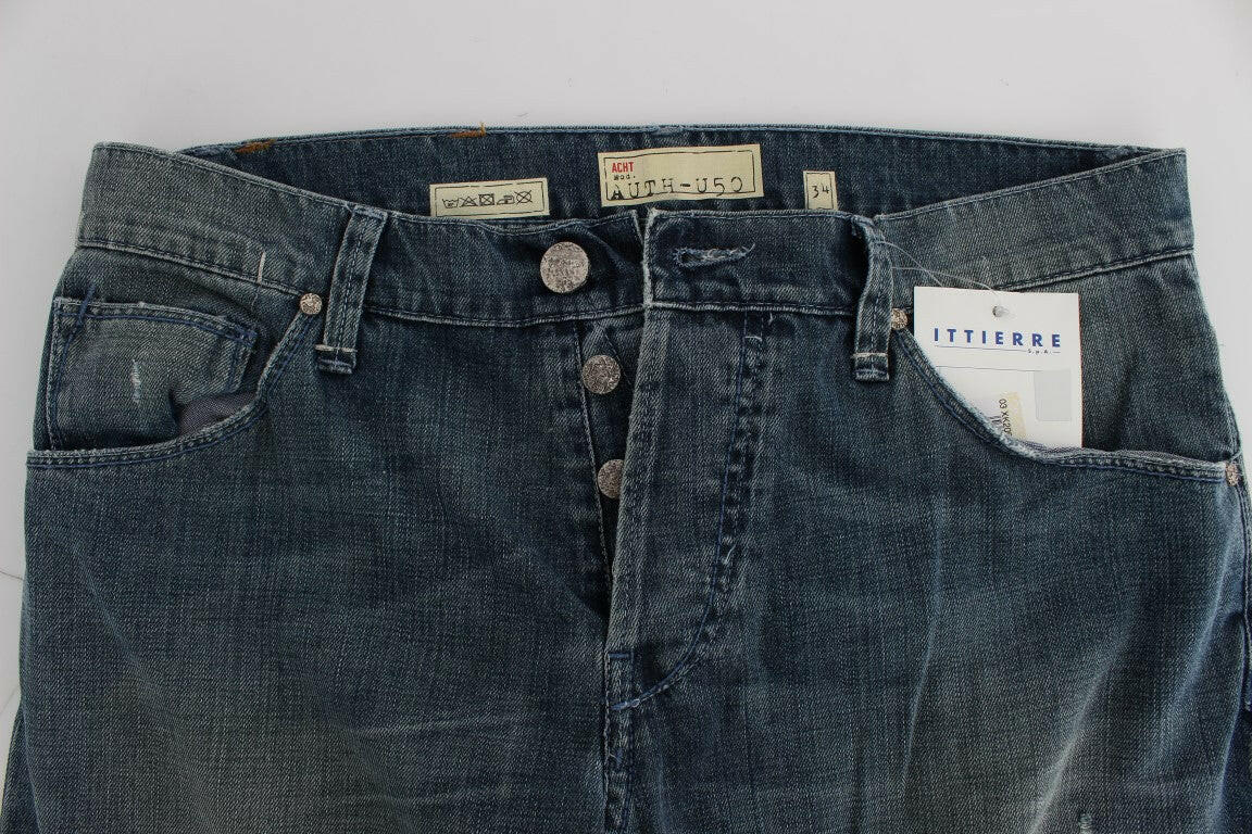 Acht Blue Wash Cotton Denim Regular Fit Jeans -   -  Acht.