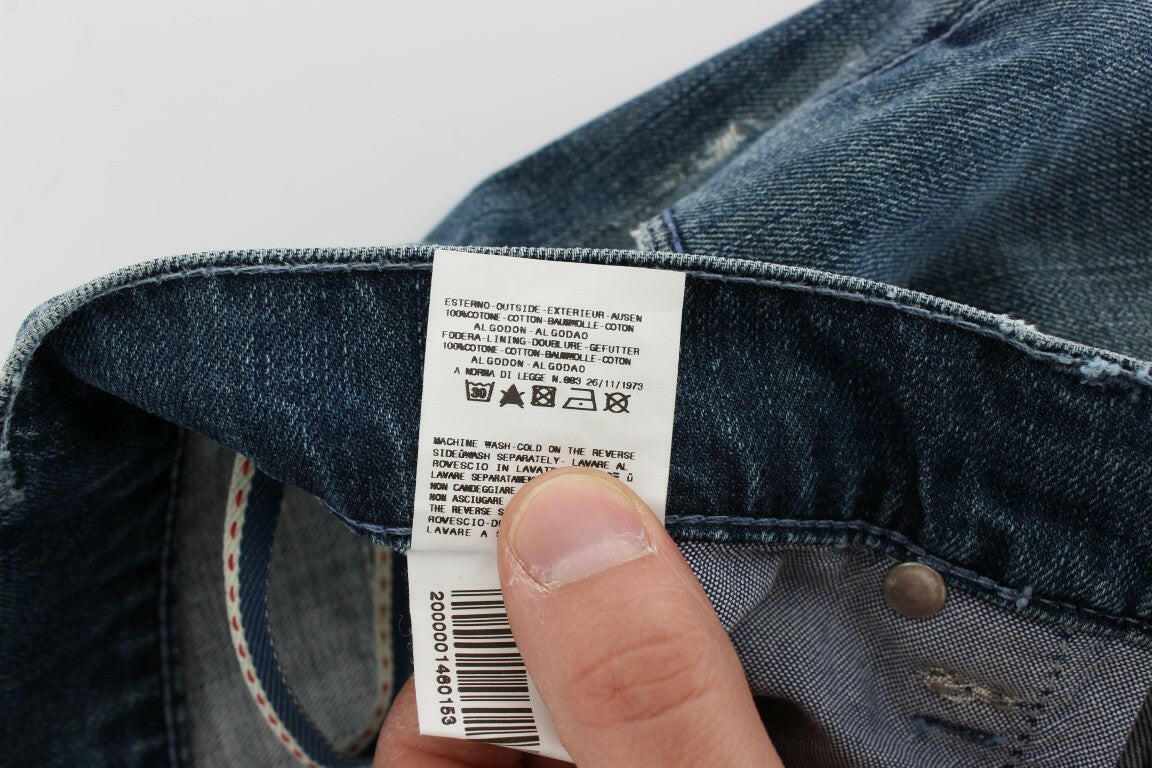 Acht Blue Wash Cotton Denim Regular Fit Jeans -   -  Acht.