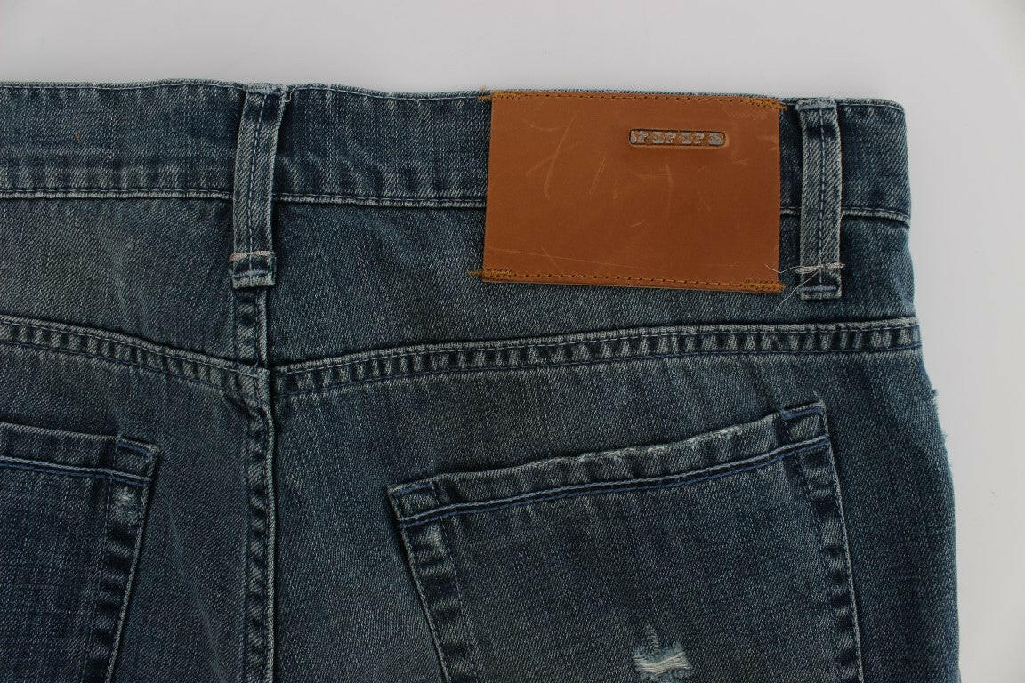 Acht Blue Wash Cotton Denim Regular Fit Jeans -   -  Acht.