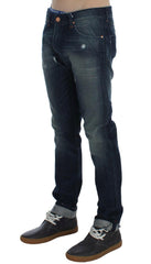 Acht Blue Wash Cotton Denim Slim Fit Jeans -   -  Acht.