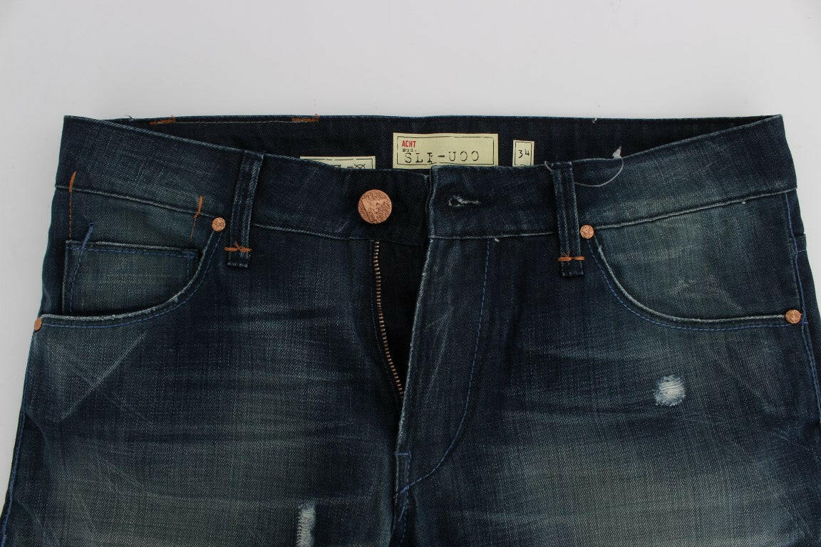 Acht Blue Wash Cotton Denim Slim Fit Jeans -   -  Acht.