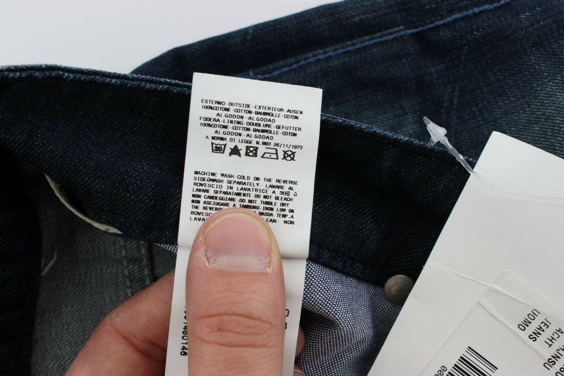 Acht Blue Wash Cotton Denim Slim Fit Jeans -   -  Acht.