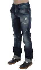 Acht Blue Wash Cotton Denim Regular Fit Jeans -   -  Acht.