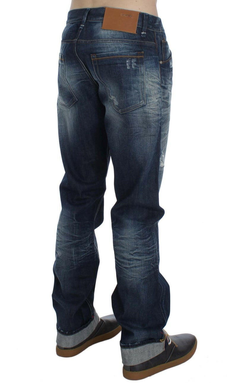Acht Blue Wash Cotton Denim Regular Fit Jeans -   -  Acht.