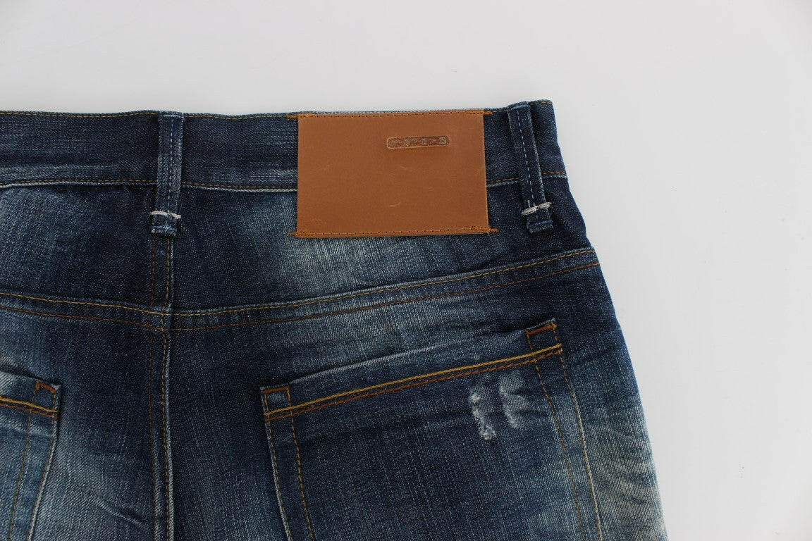 Acht Blue Wash Cotton Denim Regular Fit Jeans -   -  Acht.