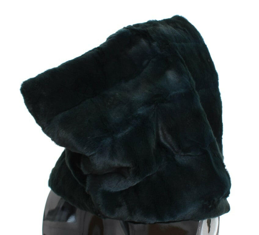 Dolce & Gabbana Green Weasel Fur Crochet Hood Scarf Hat -   -  Dolce & Gabbana.